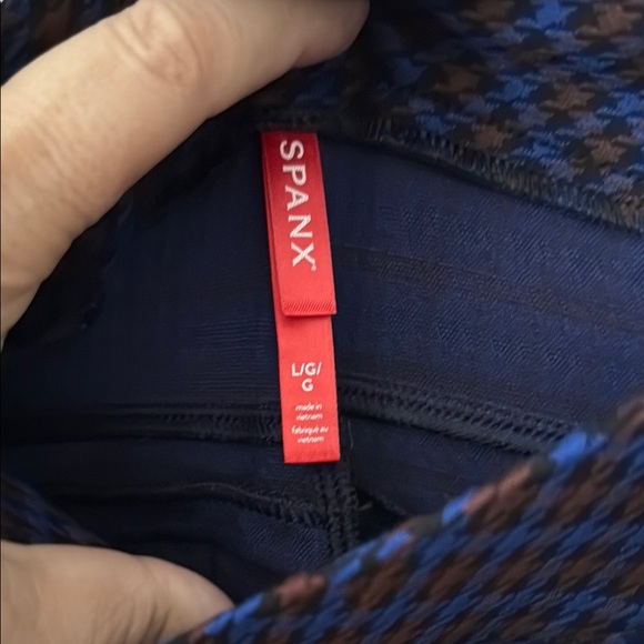 SPANX Blue and Brown Checkered Pants - Picture 2 of 3